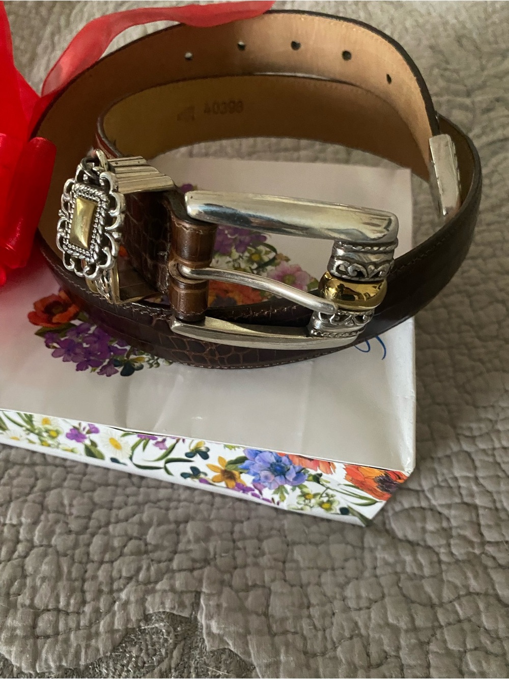 Brighton Classic Brown Leather Women's Belt with Decorative Silver Buckle